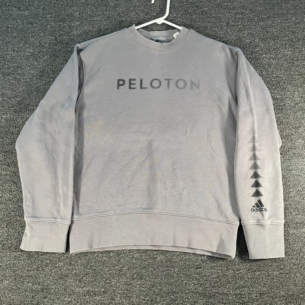 Adidas Peloton Sweatshirt Mens XS Grey Good Graphic Crew Neck HE2035